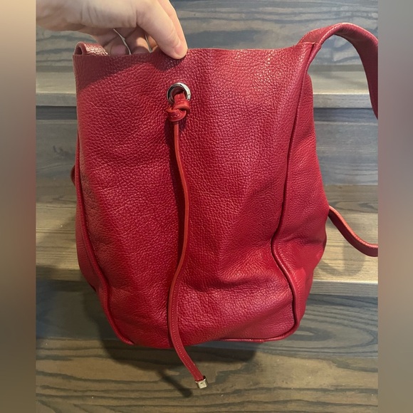 NWT Zara Red Leather Shopper Tote Bag - Picture 7 of 17